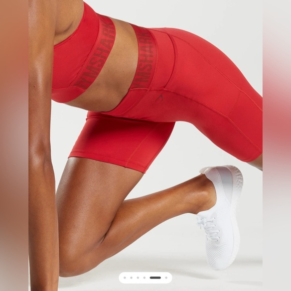 Gymshark Red Training Brandmark Cycling Shorts Size Small - Picture 5 of 10